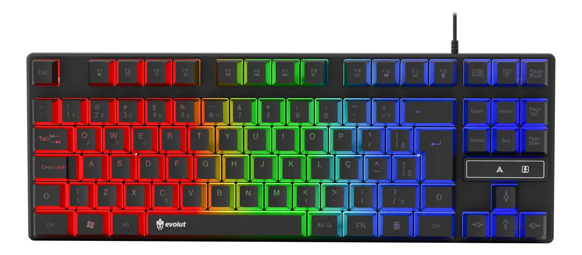 Teclado Gamer Evolut Pigeon Tkl Rainbow Semi-mecânico Cor De Teclado Preto Idioma Abnt2