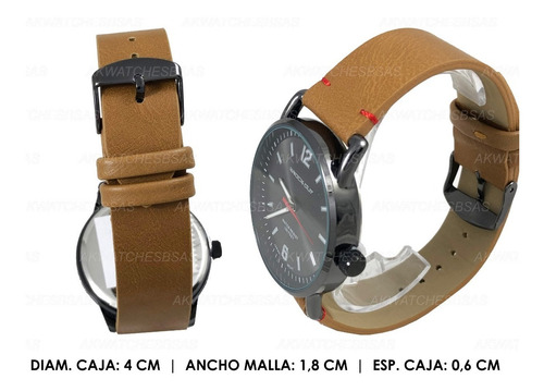 Reloj Knock Out Hombre Analogo Caballero Marron Cuero 2592