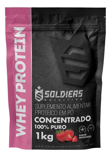 Whey Protein Concentrado 1Kg Sabor Morango Soldiers Nutrition