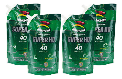Kit 3.8 Litros Aceite Monogrado Super Hd Sae 40 Roshfrans
