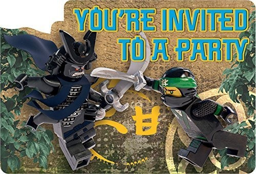 8 Lego Ninjago Pelicula Fiesta De Cumpleaños Tarjetas De I