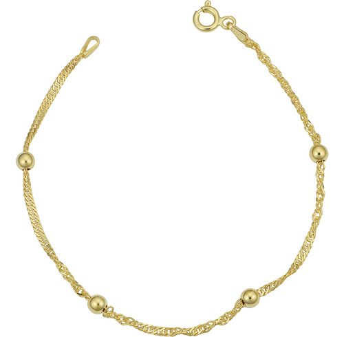 Kooljewelry Pulsera De Oro Amarillo Sobre Plata De Ley Singa