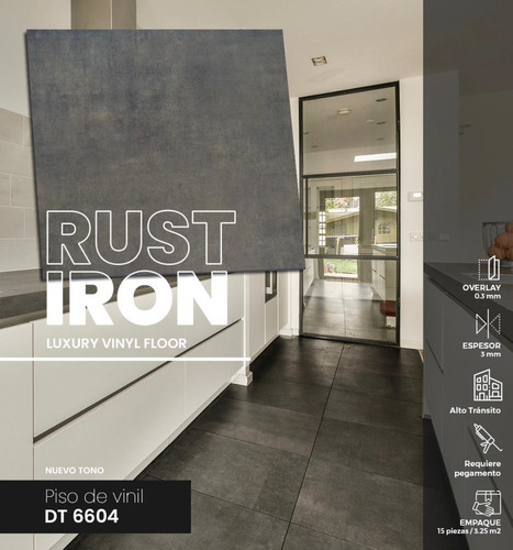 Dk Vinil 3 Mm Alto Tráfico Rust Iron 60x60 Dt-6604