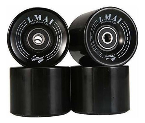 Lmai A Juego De 4 Ruedas Pro Skateboard 60mm 83a Negro + Ab