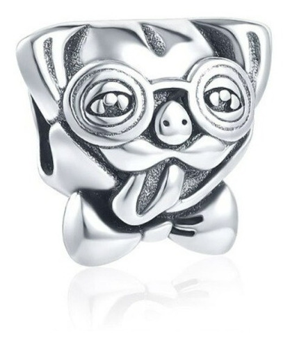 Charm Perrito Pug Con Lentes - Plata De Ley S925