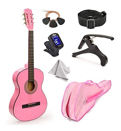 Nueva Guitarra De Madera Rosa 30 Con Estuche Y Accesorios. G