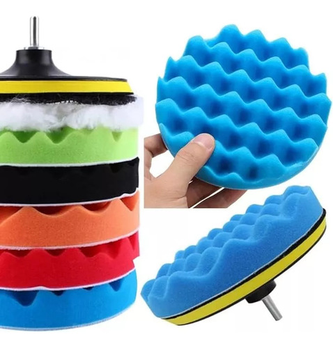 Kit Pulido De Esponjas 9 Piezas Borla De 7 Puadas