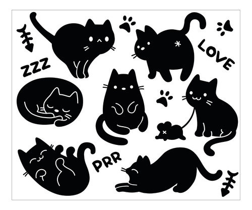 Imagen 3 de 4 de Vinilos Decorativos Gatos Mascotas Sombras