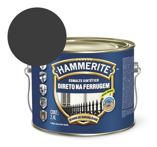 Esmalte Sintético Hammerite Brilhante Preto 2.4l Coral