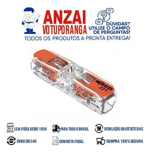 Wago Conector De Emenda Em Linha C/ Alavança