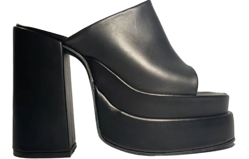 Imagen 1 de 7 de Zapato Botinera Zueco Cuero Plataforma Taco Alto 13 Cm