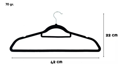 Imagen 2 de 8 de Set X 10 Perchas Terciopelo Felpa Gruesa 5mm Antideslizante