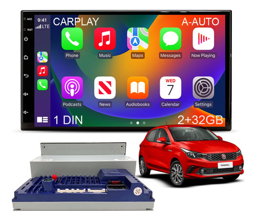 Multimídia Fiat Argo 1 Din Carplay Android Auto Gps Radio Bt