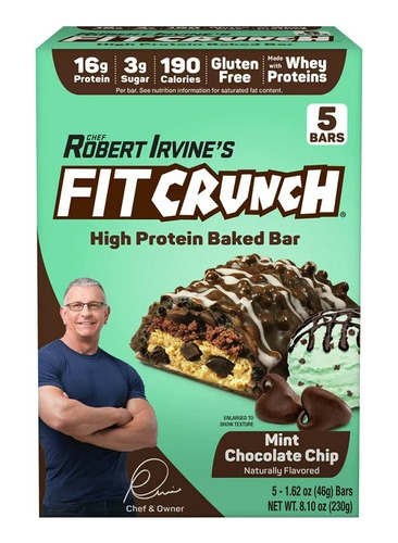Fit Crunch Barras De Proteina Menta Chocolate  5 Pack De 46g