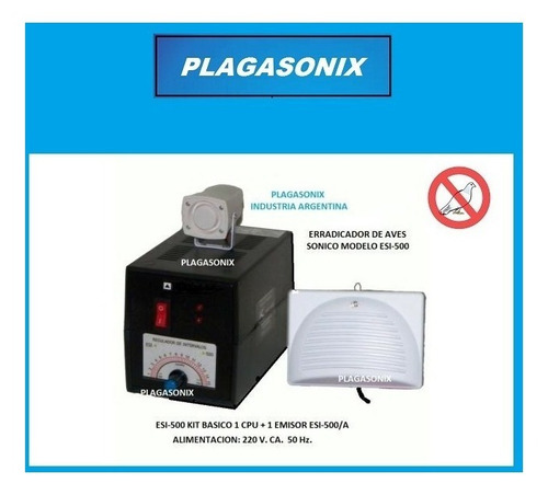 Imagen 2 de 9 de Ahuyentador Erradicador Sonico De Aves Esi-500 Plagasonix
