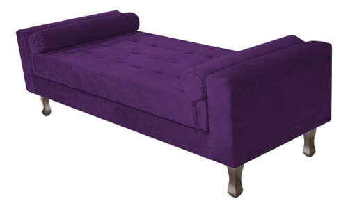 Recamier Baú Félix Queen Size 160cm Suede Roxo - Amarena