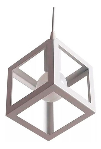 Lampara Colgante Moderno One Blanco Cubo 18 Cuotas Apto Led