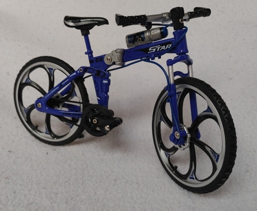 Bicicleta De Montaña Juguete Vehiculo Esc 1:8 Die-cast Azul