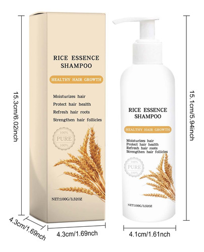 Shampoo Água De Arroz 100ml Para Shampoo Espessante Natural