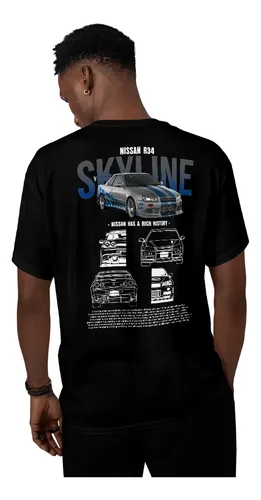 Camiseta Camisa Skyline R34 Cinza Carro Coleção Dtf Ref1925