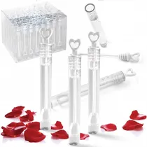 Comprar 48 Burbujeros Blanco Tapa Corazón Hueco Boda Fiestas Gel Luz