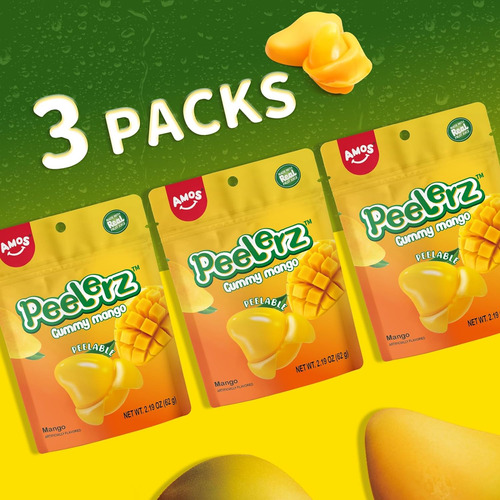 Amos Peelable Mango Candy, Peelerz Gummy Mango Peeling Candy