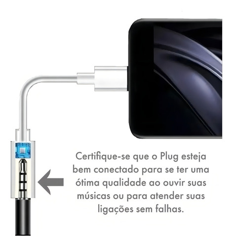 Cabo Adaptador Tipo C Usb-c Para Fone Ouvido P2 P3 3.5mm