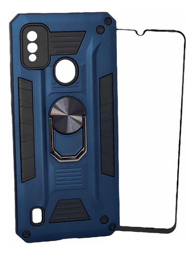 Funda Zte Blade A51 + Cristal + Anillo Protector Rudo Hombre