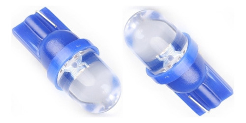 2 Lámparas Led Alto Brillo T10 W5w Convexo Azul