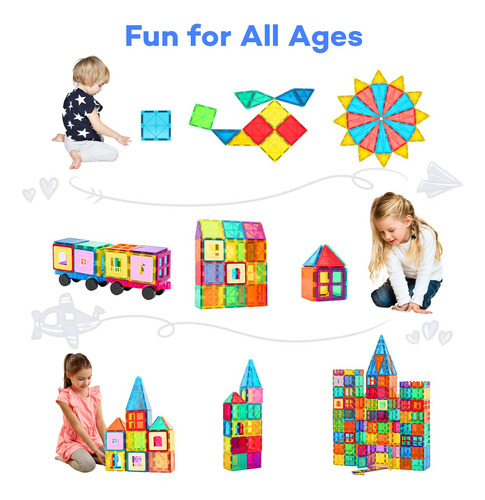 Anbalulu Magnetic Tiles, 100 Piezas Bloques Magnéticos Para