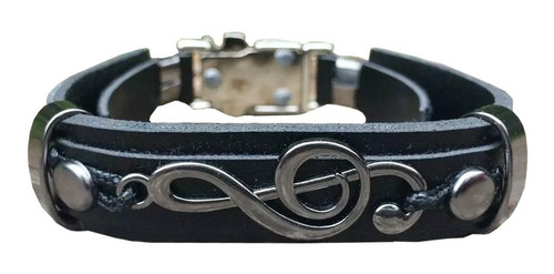 Pulseira Masculina Social Música Clave De Sol Verniz Trava Comprimento 19 Diâmetro 6 Cm