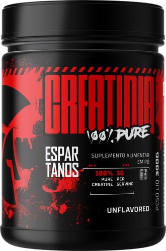 Suplemento Em Pó Creatina Monohidratada 100% Pura Creatine Em Pote De 300g Espartanos Aprovada em Laudo Lab ABENUTRI Linha Soldiers Dark Red