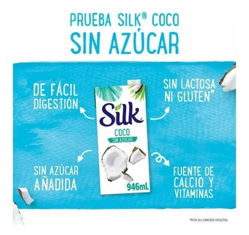 6 Pack Silk Leche De Coco 946 Ml S/azúcar
