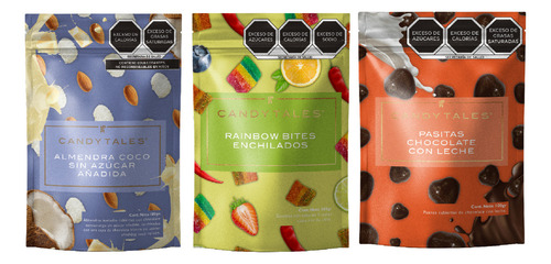 Candy Tales Pack Rainbow/pasitas/almendra Con 100 Gr C/u