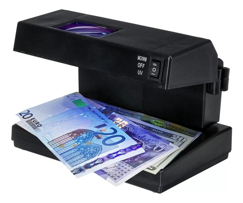 Detector De Billetes Falsos Con Lupa Y Regla 3x Led Y Uv