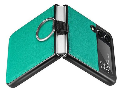 Carcasa For Samsung Z Flip 4 Cuero Premium Color Con Anillo
