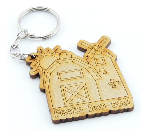 25 Lembrancinha Chaveiro Personalizado Mdf Fazendinha Cor Ocre