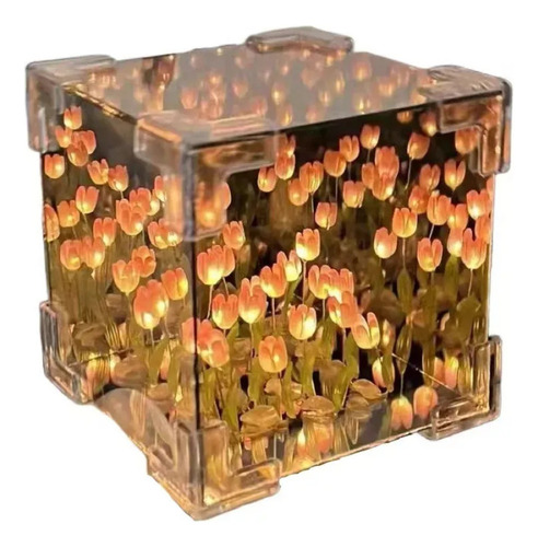 Lámpara De Tulipanes Infinitos Cubo Espejo Para Armar Rosa Rosa Infinito