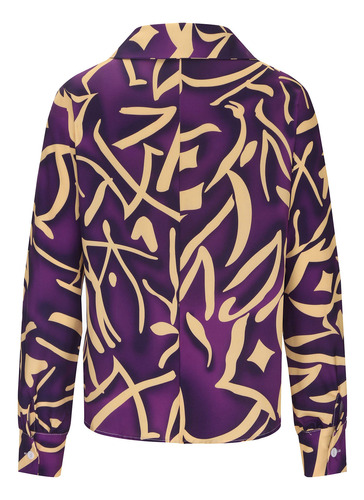 O Camisa Estampada De Manga Larga Con Cuello Vuelto Para Muj