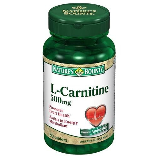 L-carnitina 500mg 30 Tabletas (6 Frascos) Nature's Bounty