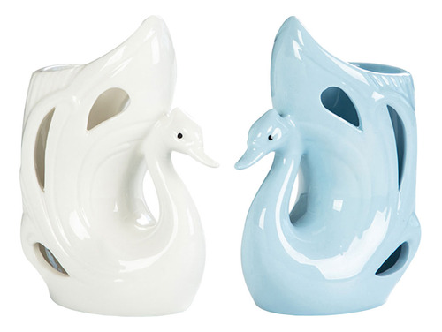 Jarrón De Cerámica White Pot Swan Para Decorar, 2 Unidades