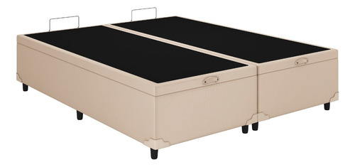 Cama Box Baú Casal Bipartido 138x188 Bege