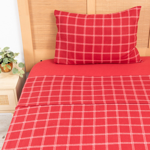 Juego De Sabana Polar Estampadas 1.5 Plazas Mashini Color Ladrillo Diseño De La Tela Estampado