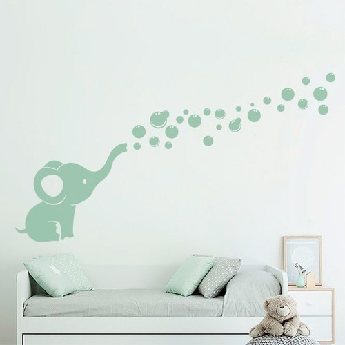 Imagen 2 de 6 de Vinilo Infantil Elefante Bebe Decorativo Creá Tu Vynilo
