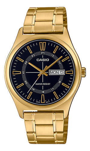 Reloj Hombre Casio Mtp-v006g-1cudf Core Mens Color De La Correa Dorado Color Del Bisel Dorado Color Del Fondo Negro