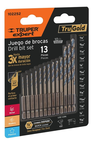 Juego De 13 Brocas Hss Para Metal Zanco Truper 102252