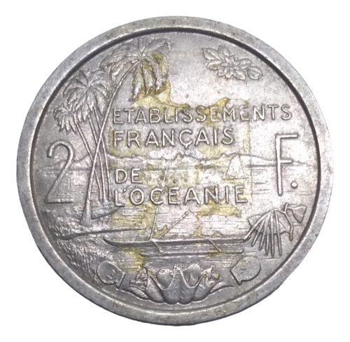 Moneda Oceanía Francesa 2 Francos Año 1949 