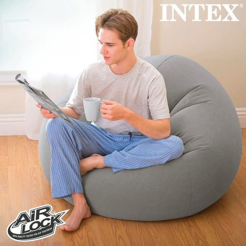 Sillon Sofa Puff Inflable Suave 1.14mx71cm Moderno Intex.