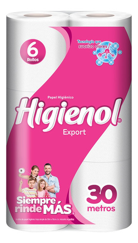 Papel higiénico Higienol Export simple hoja 30 m de 6 u