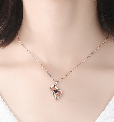 Rosa Eterna Real Preservada + Collar Te Amo En 100 Idiomas G